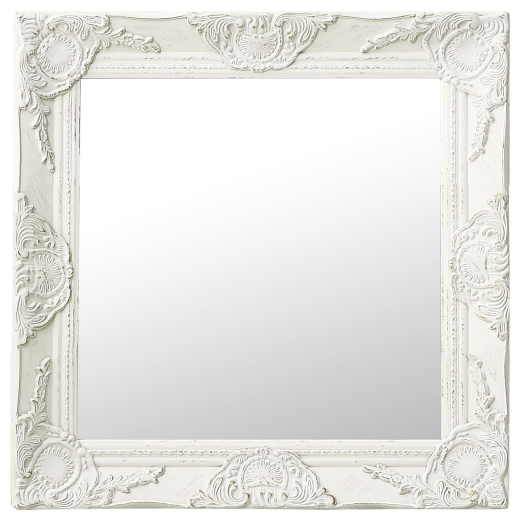 E-shop vidaXL Nástenné zrkadlo v barokovom štýle 50x50 cm biele