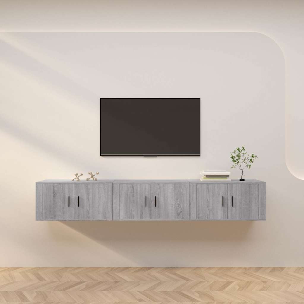 E-shop vidaXL Nástenné TV skrinky 3 ks sivé sonoma 80x34,5x40 cm