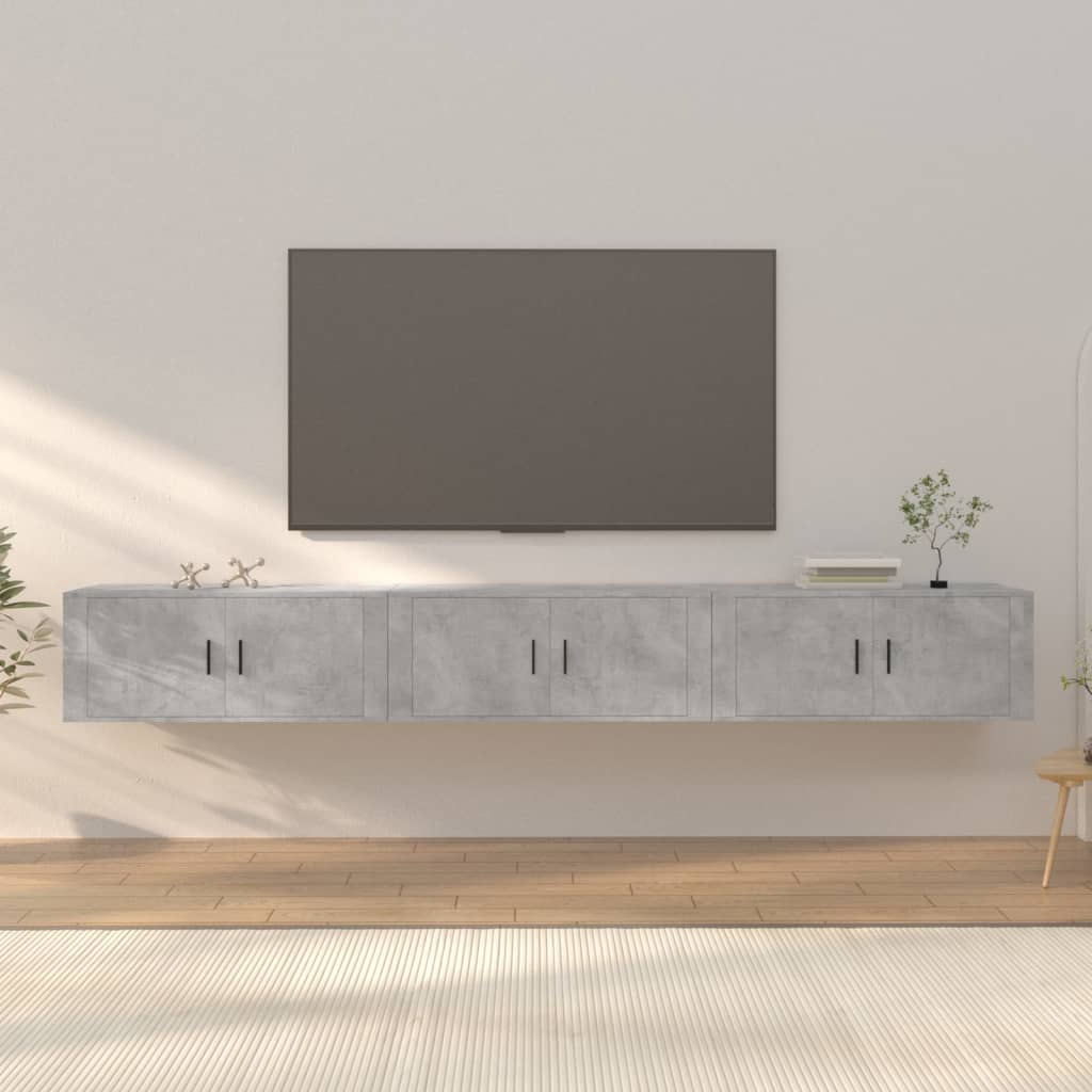 E-shop vidaXL Nástenné TV skrinky 3 ks betónovo-sivé 100x34,5x40 cm