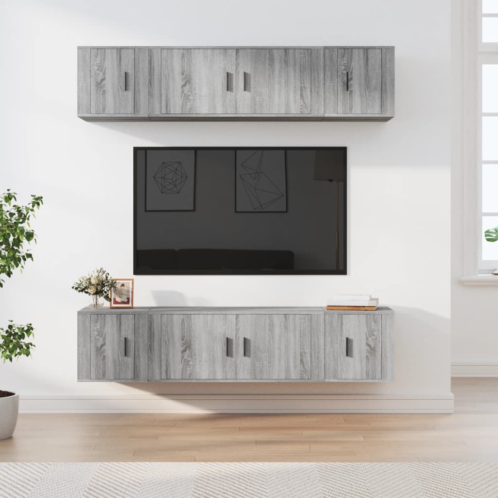 E-shop vidaXL 6-dielna súprava TV skriniek sivý dub sonoma spracované drevo