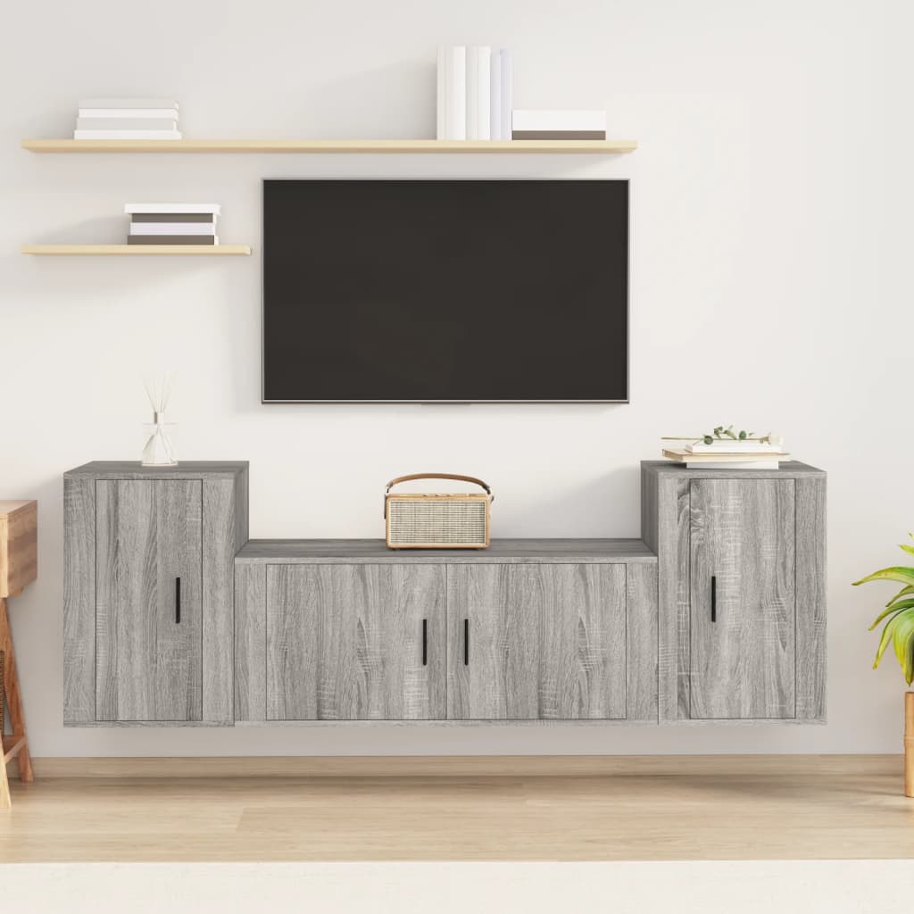 E-shop vidaXL 3-dielna súprava TV skriniek sivá sonoma spracované drevo