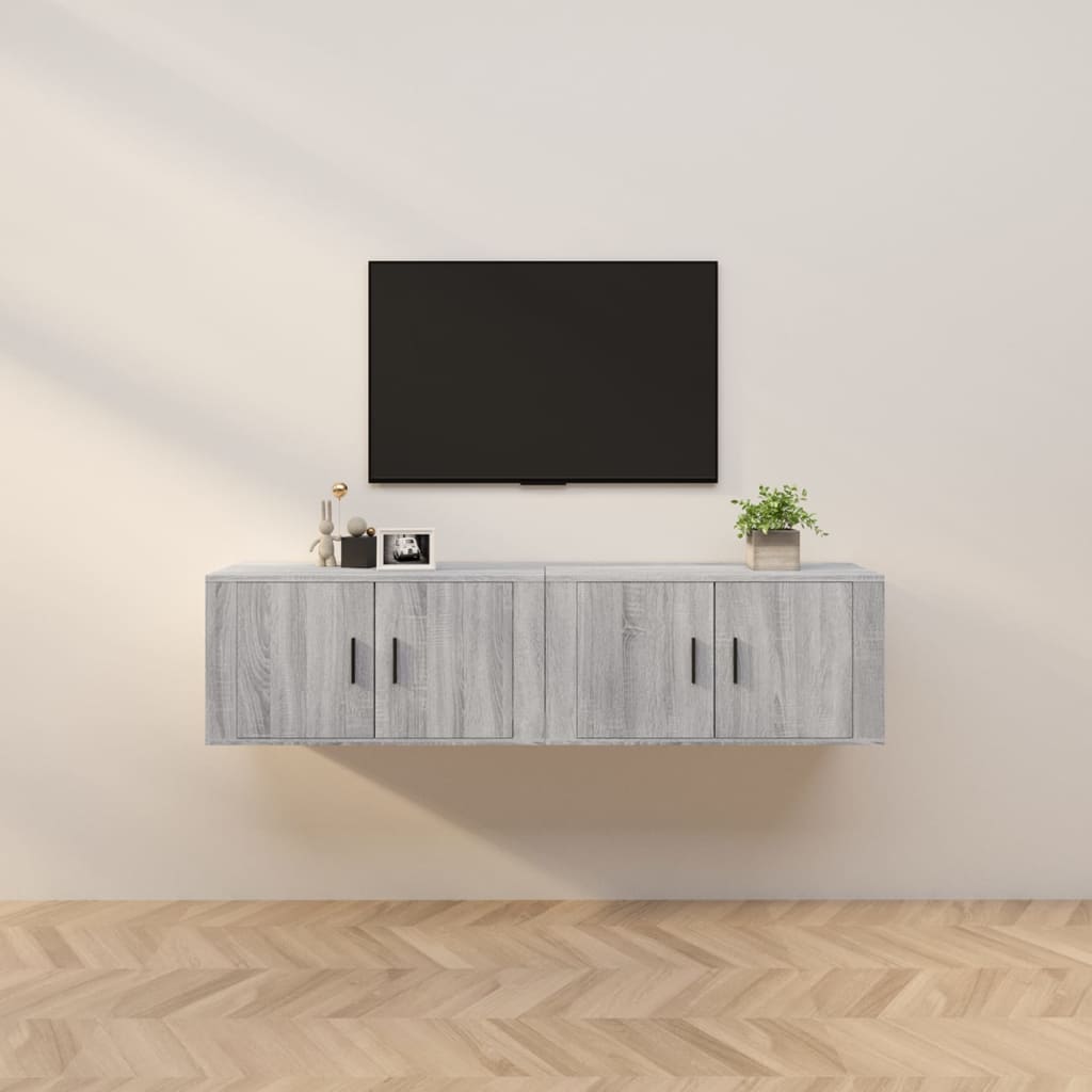 E-shop vidaXL Nástenné TV skrinky 2 ks sivé sonoma 80x34,5x40 cm