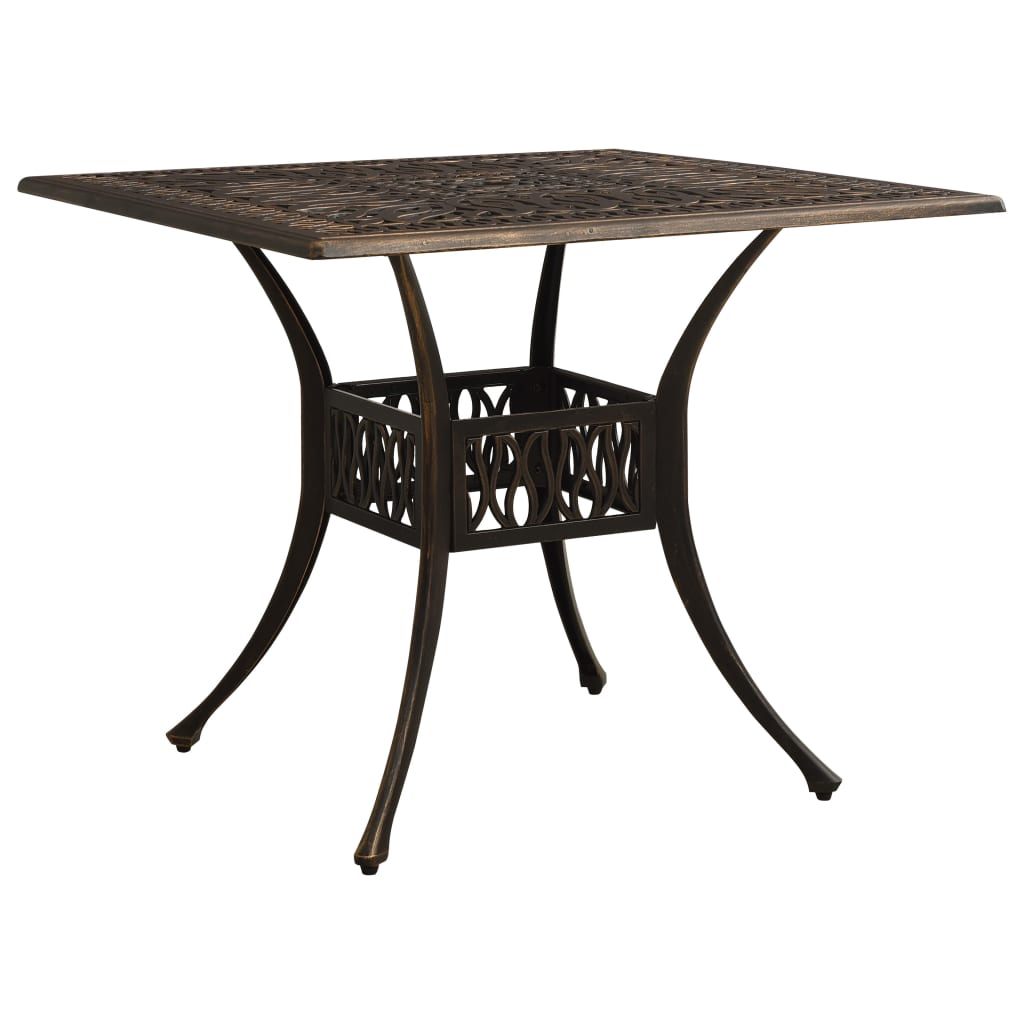 E-shop vidaXL Záhradný stôl bronzový 90x90x73 cm liaty hliník
