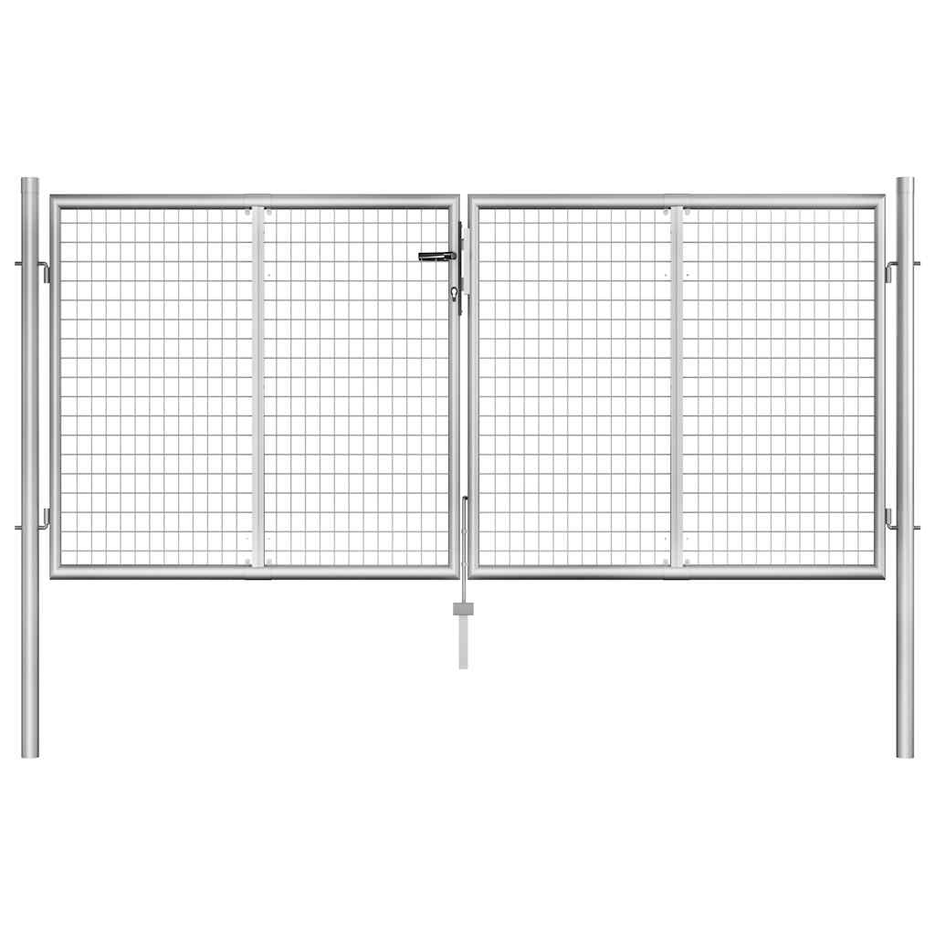 E-shop vidaXL Záhradná brána, pozinkovaná oceľ, 300x100 cm, strieborná