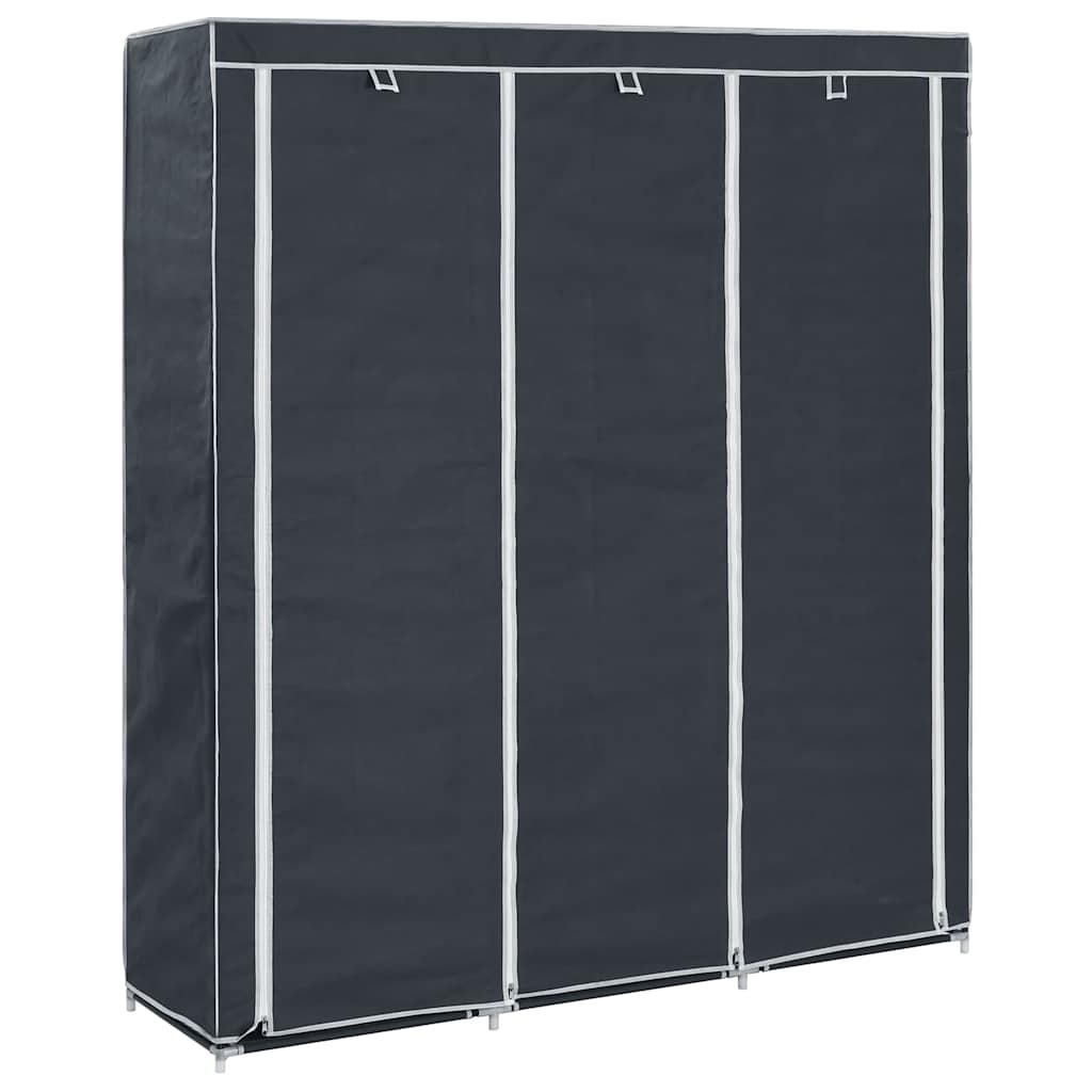 E-shop vidaXL Šatník s priehradkami a tyčami čierny látkový 150x45x175 cm