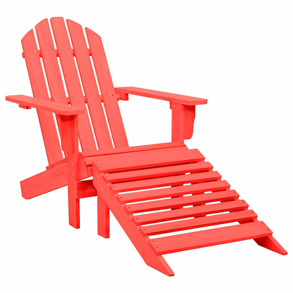 E-shop vidaXL Záhradná stolička Adirondack s otomanom jedľový masív červená