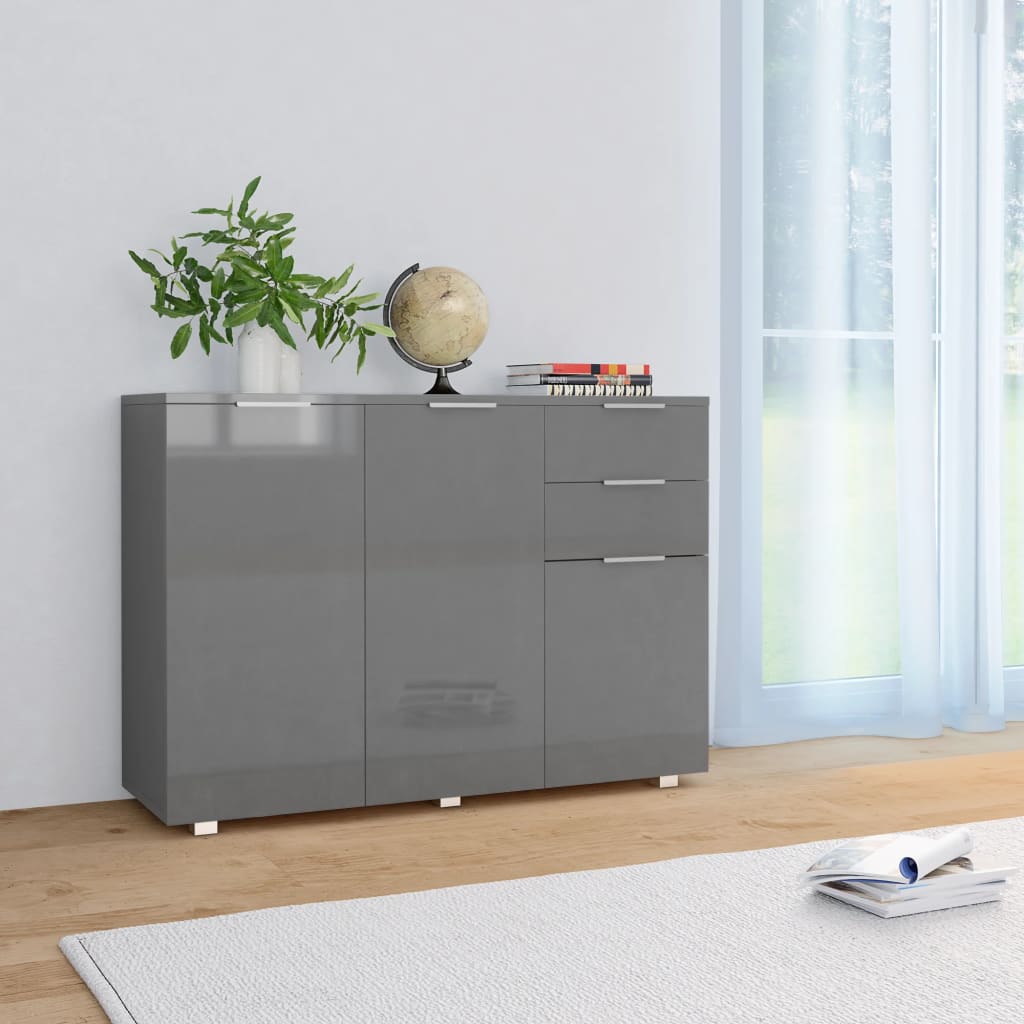 E-shop vidaXL Komoda sivá 107x35x80,5 cm vysokolesklá