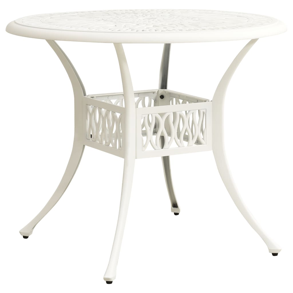 E-shop vidaXL Záhradný stôl biely 90x90x74 cm liaty hliník