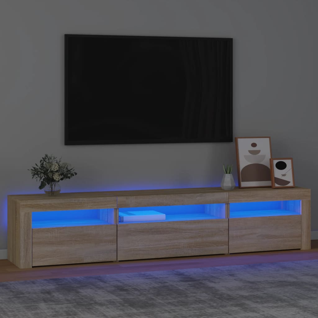E-shop vidaXL TV skrinka s LED svetlami dub sonoma 195x35x40 cm