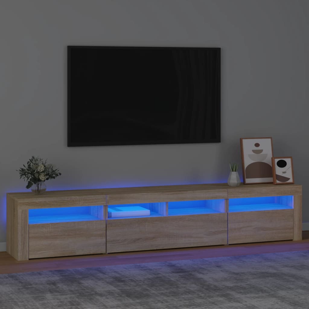 E-shop vidaXL TV skrinka s LED svetlami dub sonoma 210 x 35 x 40 cm