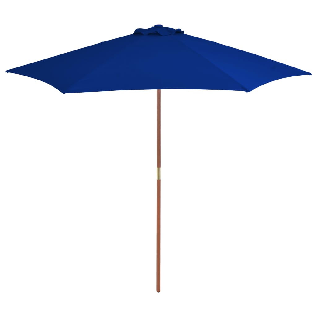 E-shop vidaXL Záhradný slnečník, drevená tyč, modrý 270 cm