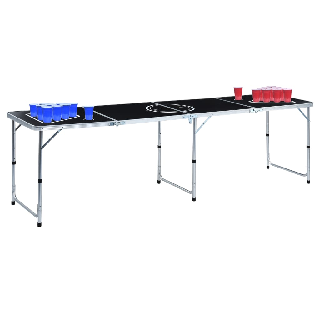 E-shop vidaXL Skladací stôl na beer pong s pohármi a loptičkami 240 cm