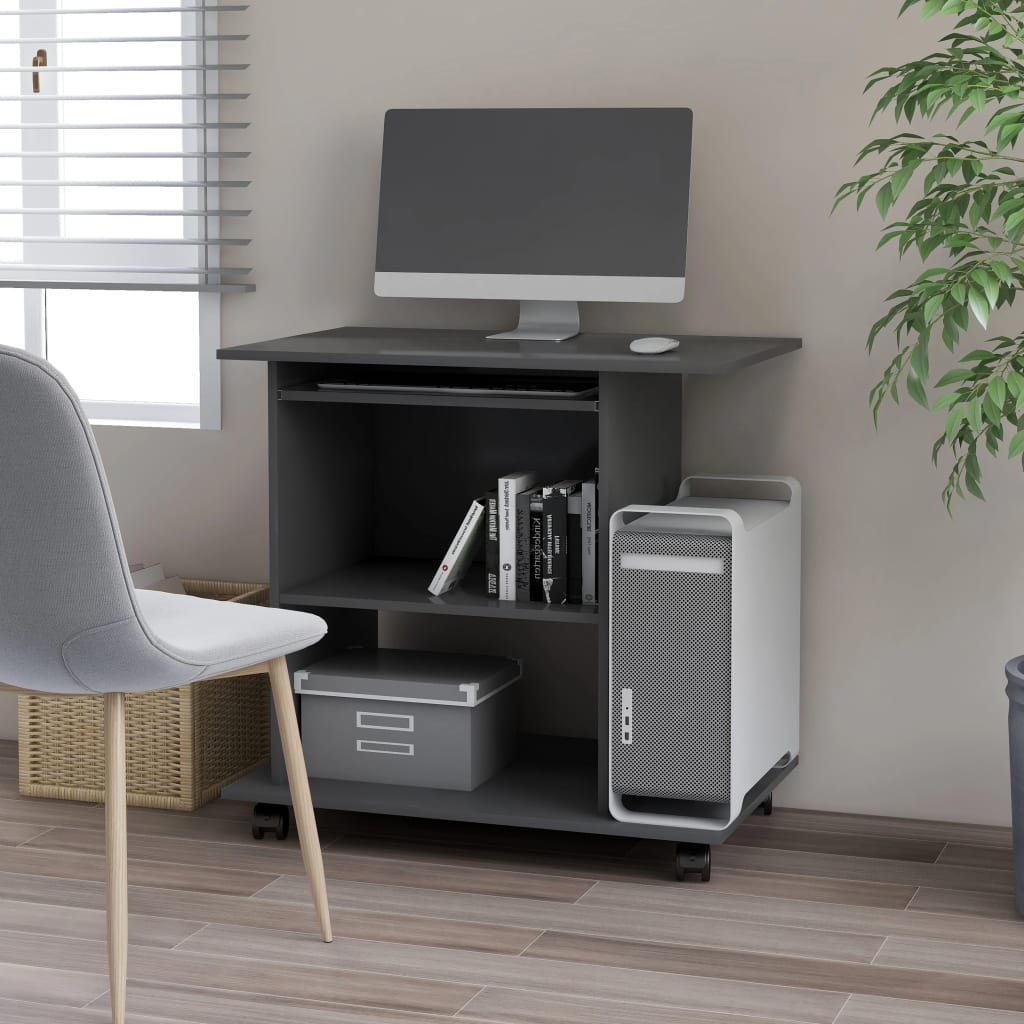 E-shop vidaXL PC stôl sivý 80x50x75 cm drevotrieska