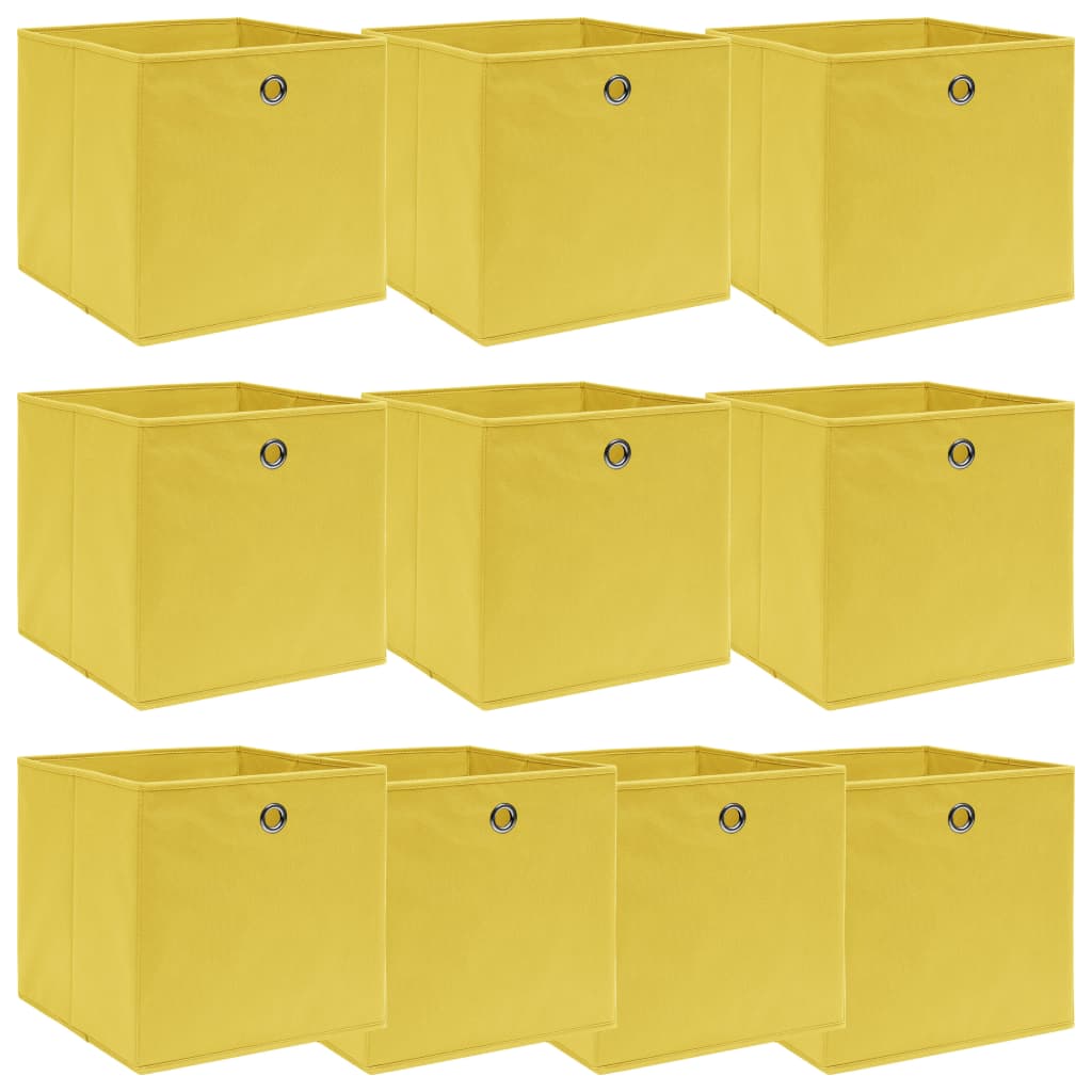 E-shop vidaXL Úložné boxy 10 ks, žlté 32x32x32 cm, látka