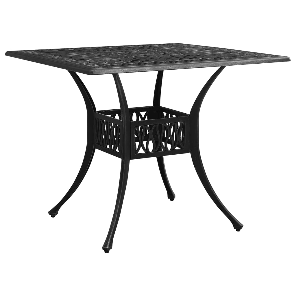 E-shop vidaXL Záhradný stôl čierny 90x90x73 cm liaty hliník