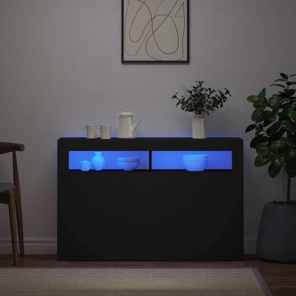 E-shop vidaXL Komoda s LED svetlami čierna 115,5x30x75 cm