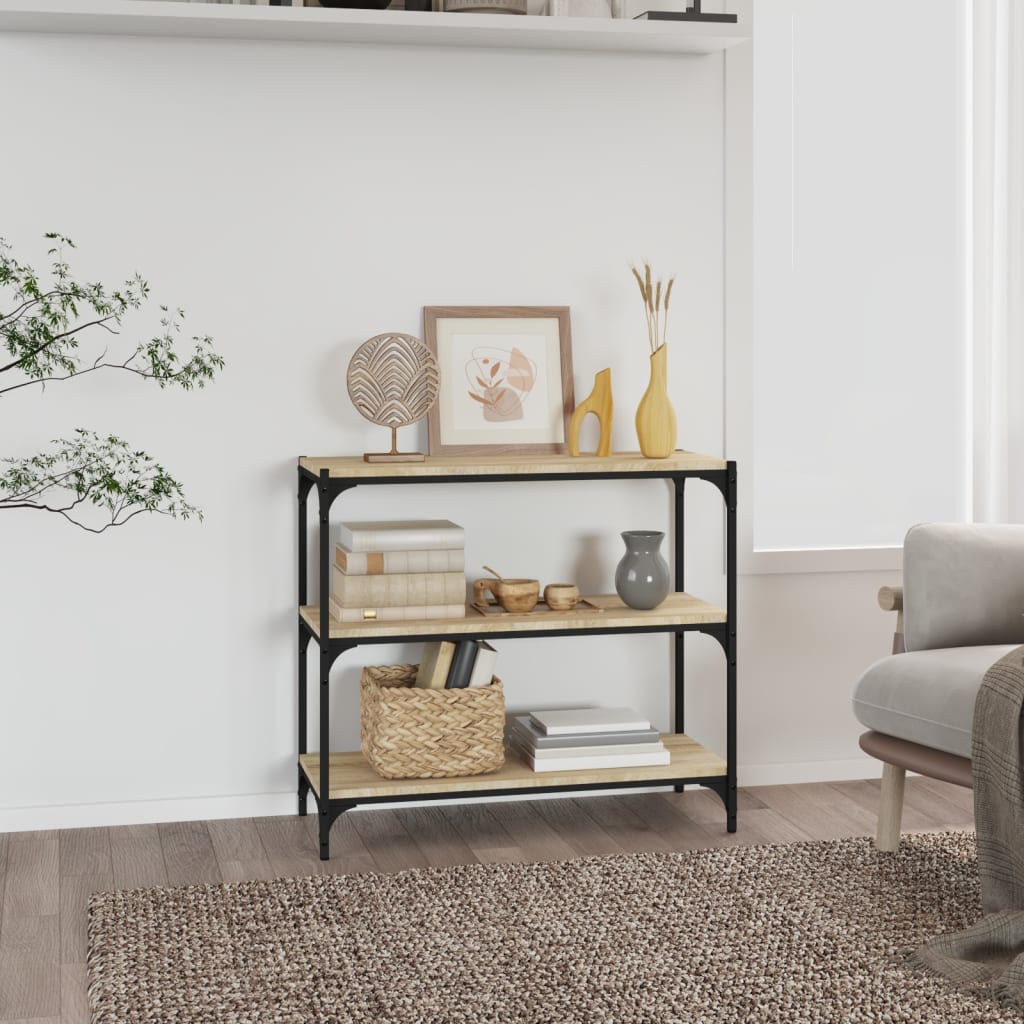 E-shop vidaXL Knižnica dub sonoma 80x33x70,5 cm spracované drevo a oceľ