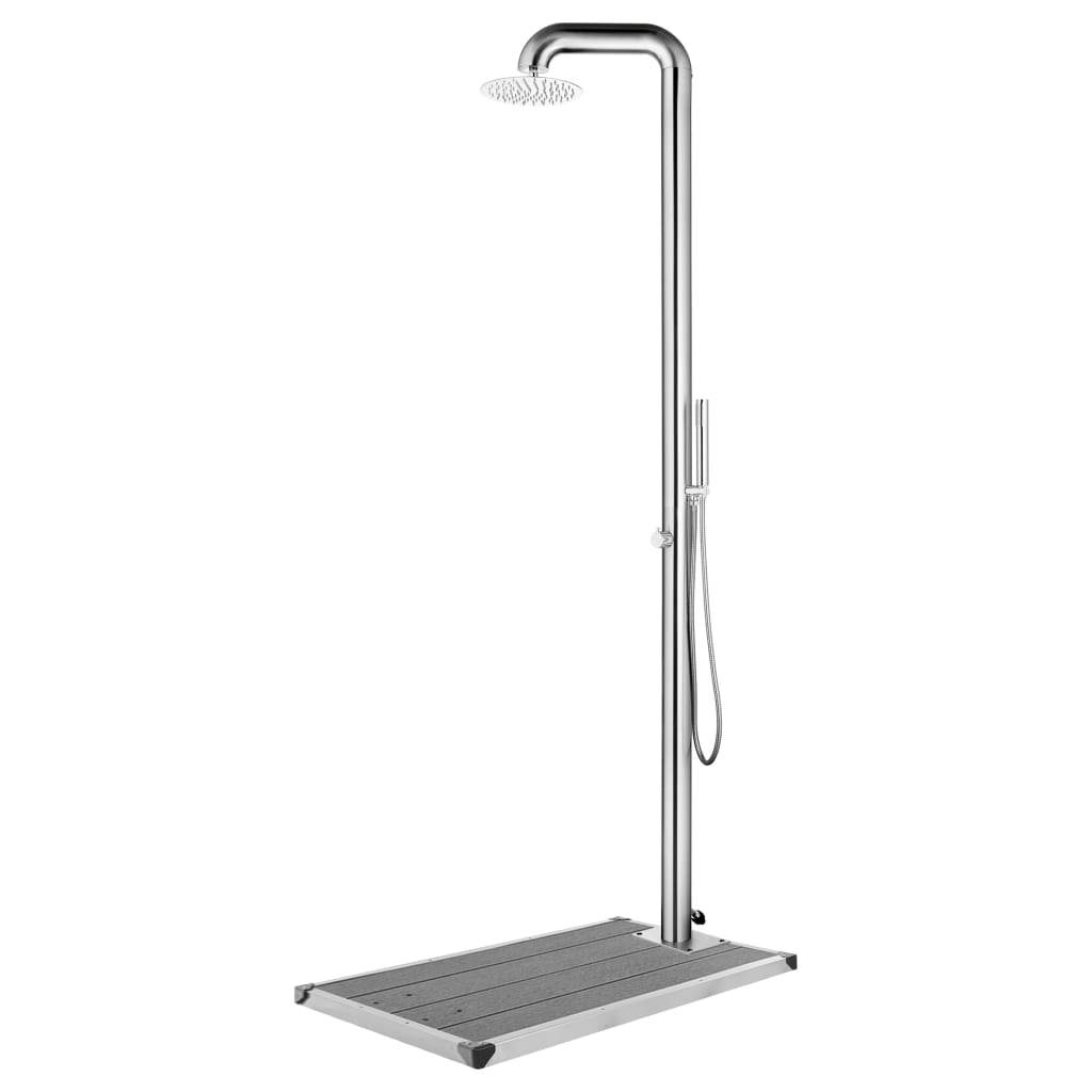 E-shop vidaXL Záhradná sprcha so sivým podstavcom 230 cm nehrdzavejúca oceľ