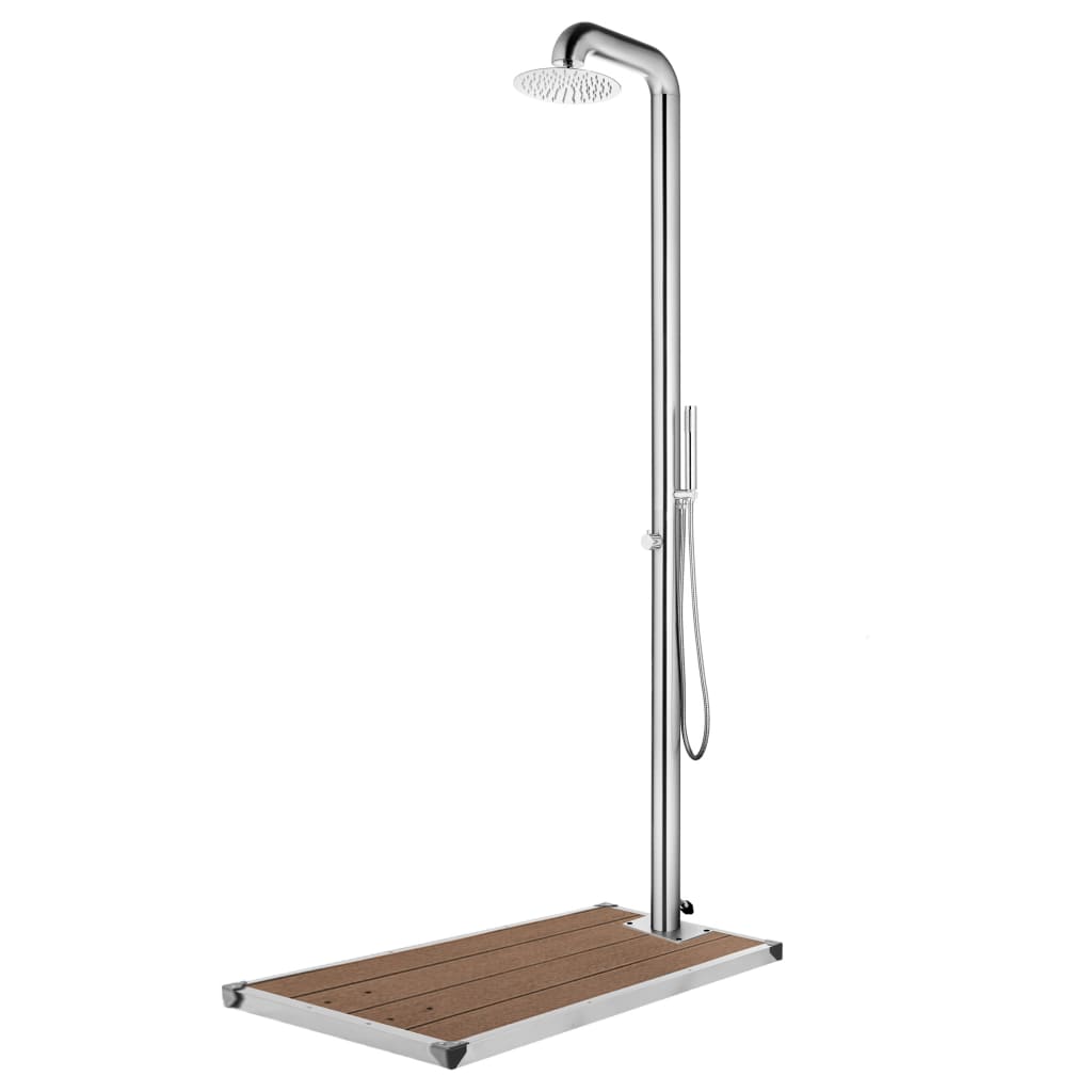 E-shop vidaXL Záhradná sprcha s hnedým podstavcom 230 cm nehrdzavejúca oceľ