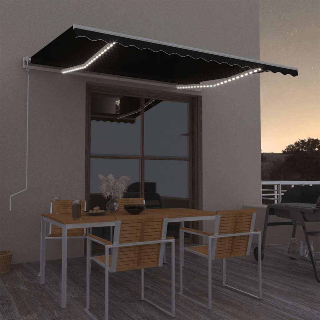 E-shop vidaXL Automatická markíza, LED a senzor vetra 400x350 cm, antracitová