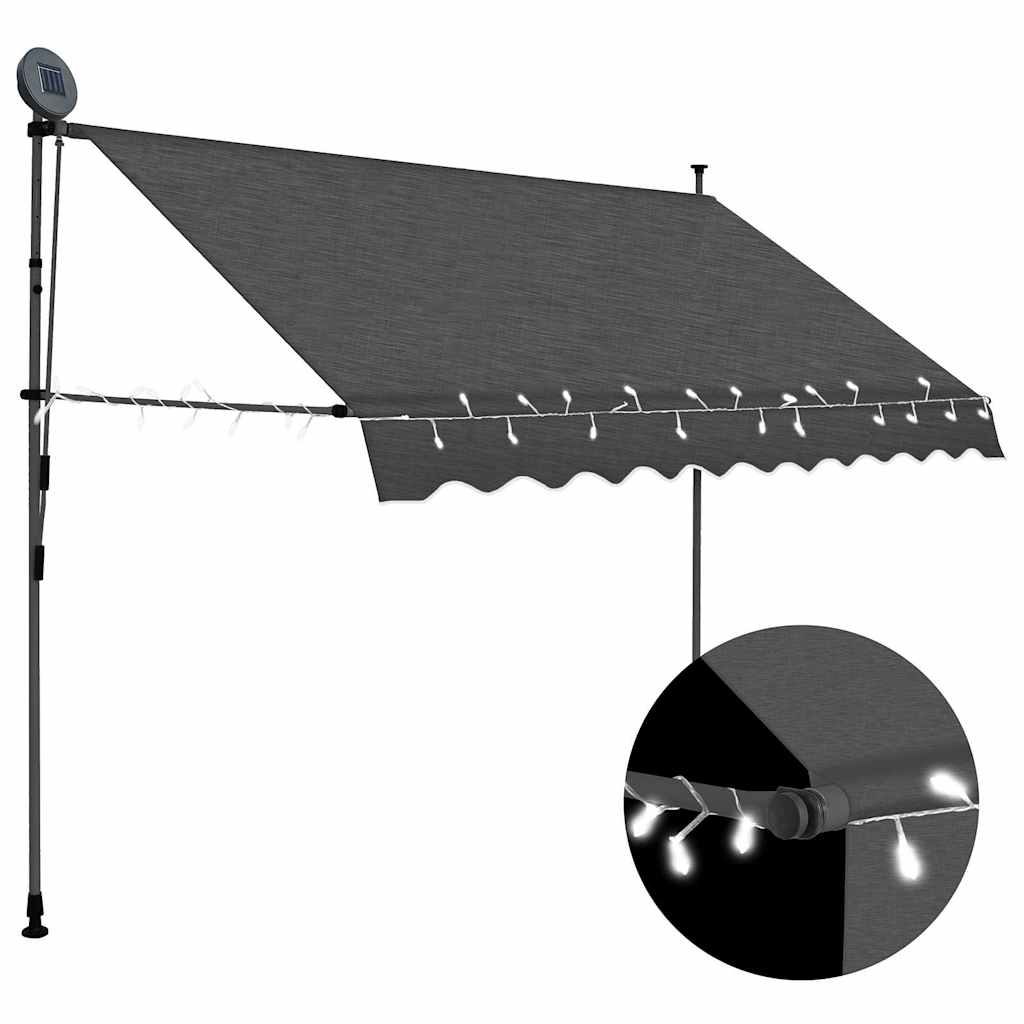E-shop vidaXL Ručne zaťahovacia markíza s LED 250 cm, antracitová
