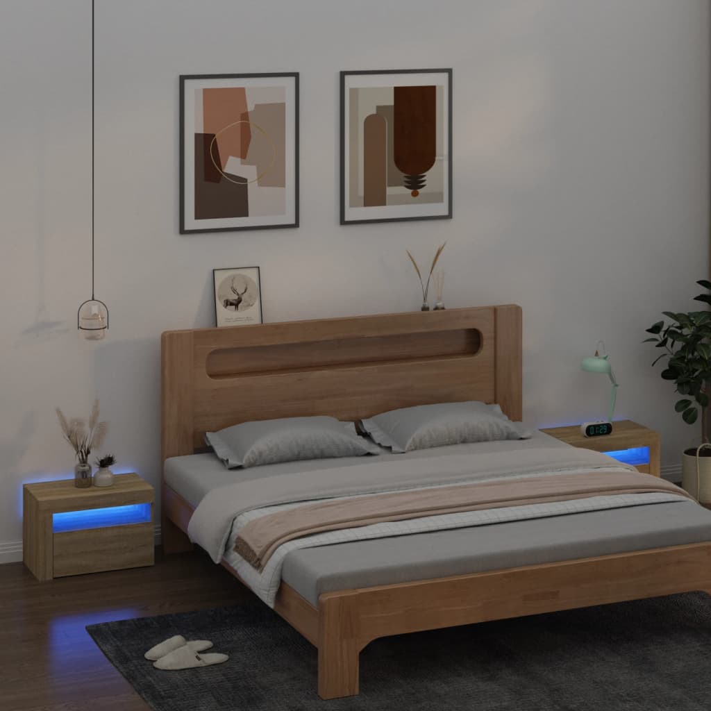 E-shop vidaXL Nočné stolíky 2 ks s LED, dub sonoma 60x35x40 cm