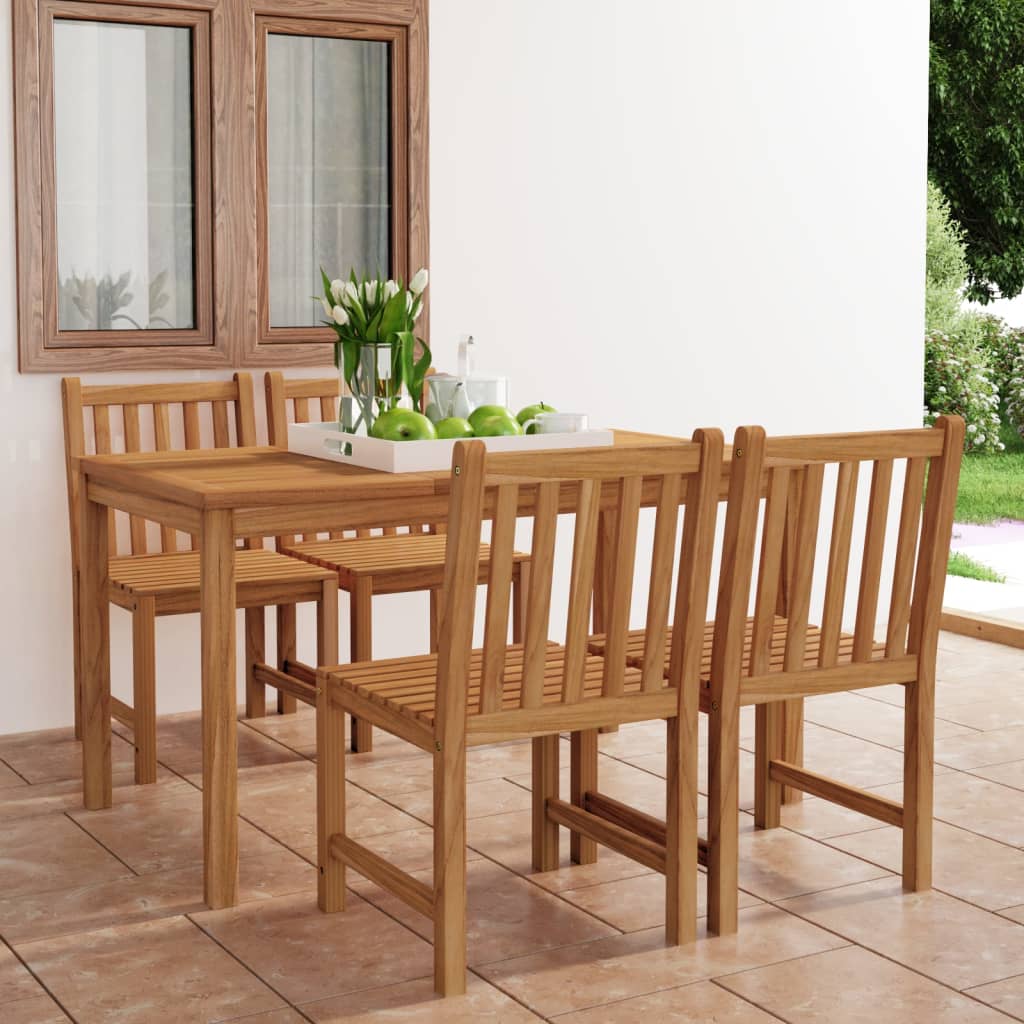 E-shop vidaXL 5-dielna záhradná jedálenská súprava 140x80 cm masívne teakové drevo