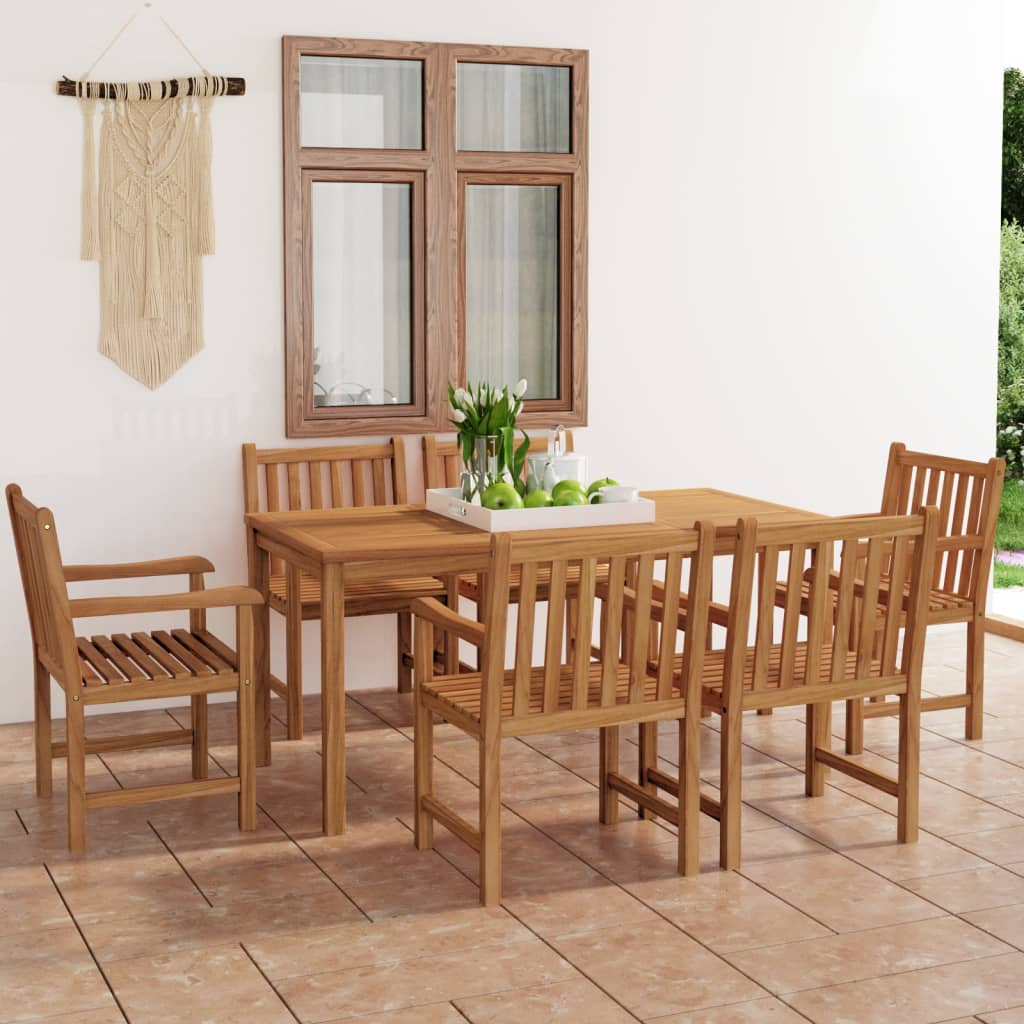 E-shop vidaXL 7-dielna záhradná jedálenská súprava 160x80 cm masívne teakové drevo