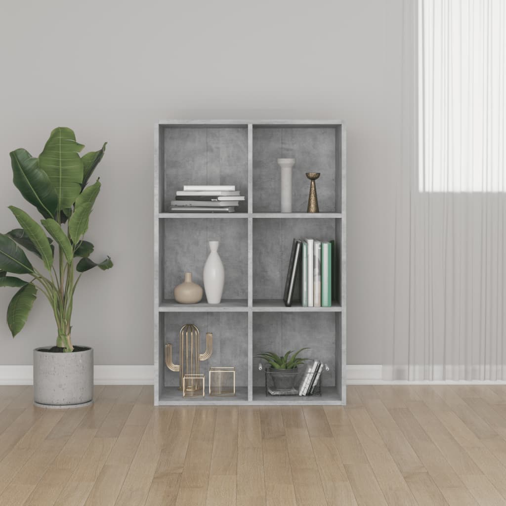 E-shop vidaXL Knižnica/komoda, betónovo sivá 66x30x98 cm, kompozitné drevo