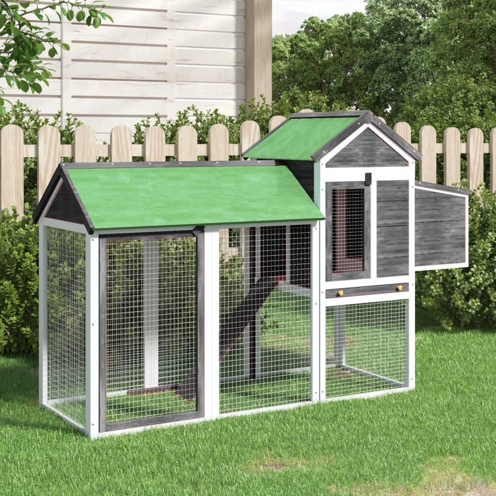 E-shop vidaXL Kurník sivý 193x65x117 cm masívna borovica