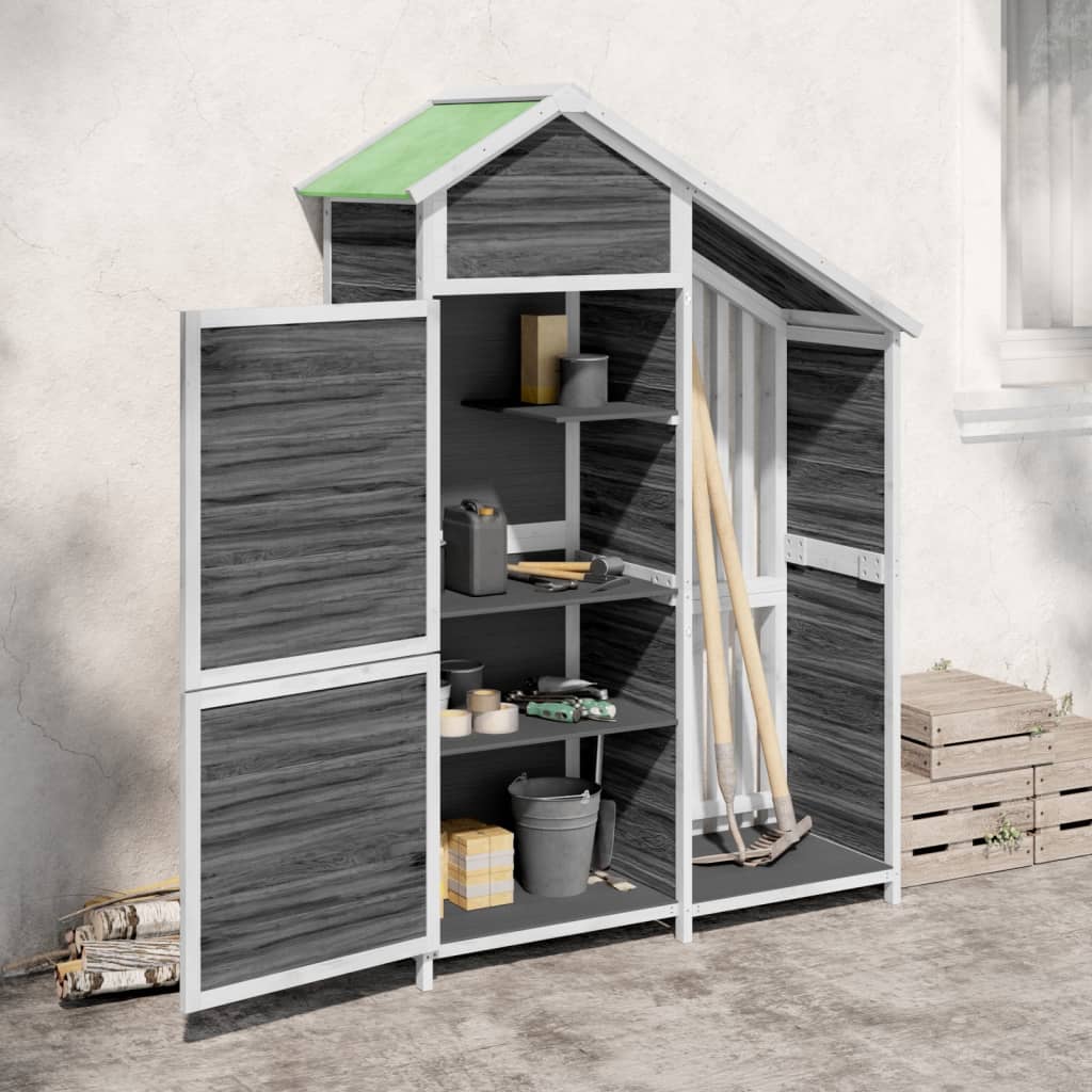 E-shop vidaXL Záhradný domček na náradie sivý 120x53,5x170cm masívna borovica