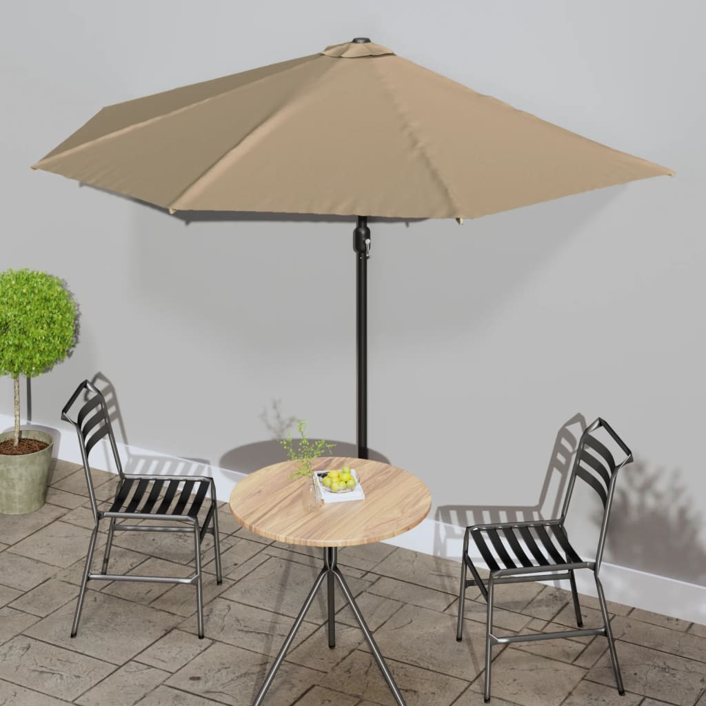 E-shop vidaXL Balkónový slnečník, hliníková tyč, sivohnedý 300x155cm, polkruh