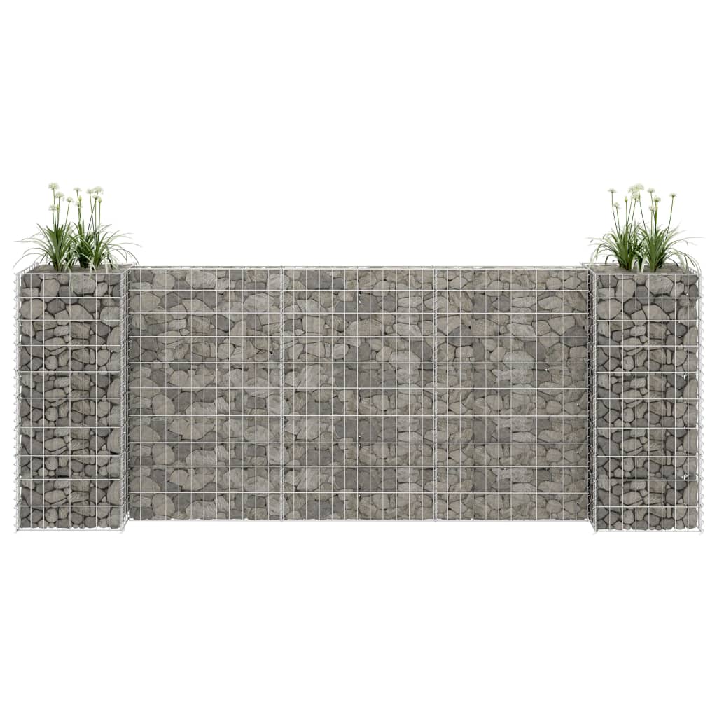 E-shop vidaXL Gabiónový kvetináč v tvare H, oceľový drôt 260x40x100 cm