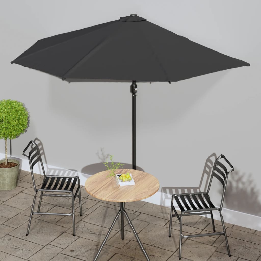 E-shop vidaXL Balkónový slnečník, hliníková tyč,čierny 300x155x223cm, polkruh