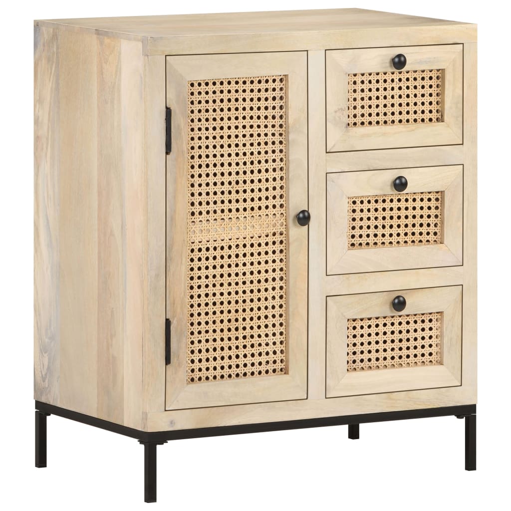 E-shop vidaXL Komoda 60x35x70 cm mangovníkový masív a prírodný rákos