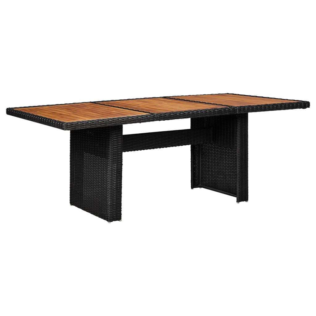 E-shop vidaXL Záhradný jedálenský stôl, čierny 200x100x74 cm, polyratan