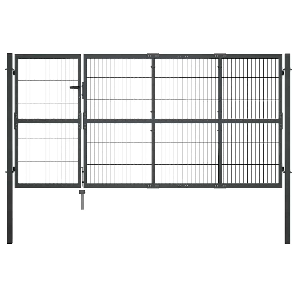 E-shop vidaXL Záhradná brána so stĺpikmi oceľová 350x120 cm antracitová