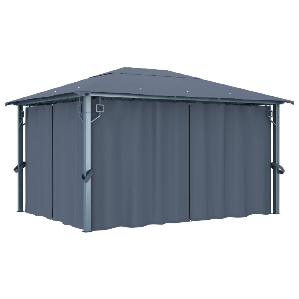 E-shop vidaXL Altánok so závesom 400x300 cm, antracitový, hliník