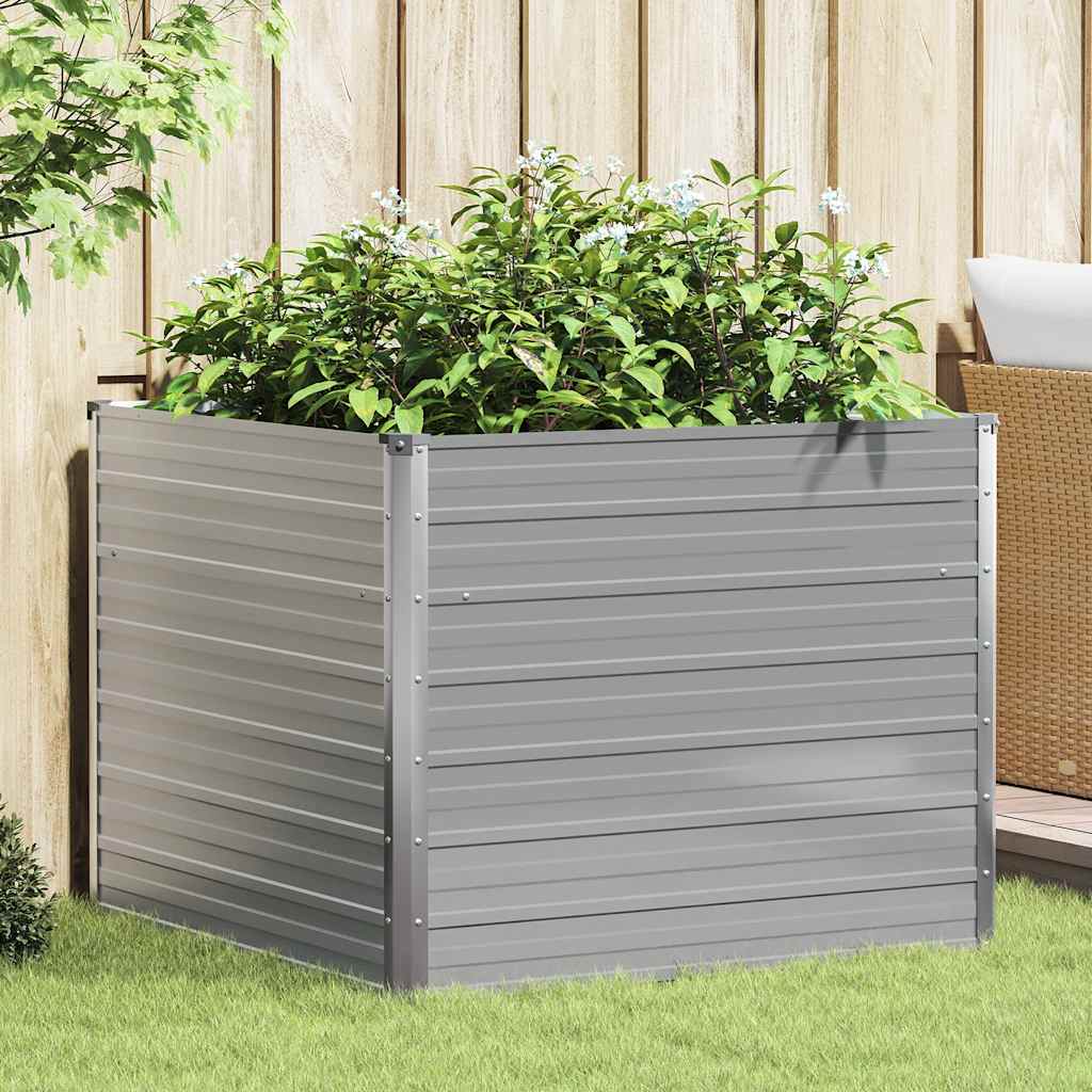 E-shop vidaXL Vyvýšený záhon 100x100x77 cm, pozinkovaná oceľ, sivý