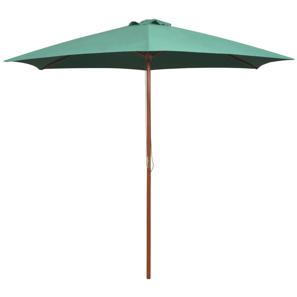 E-shop vidaXL Slnečník 270x270 cm, drevená tyč, zelený