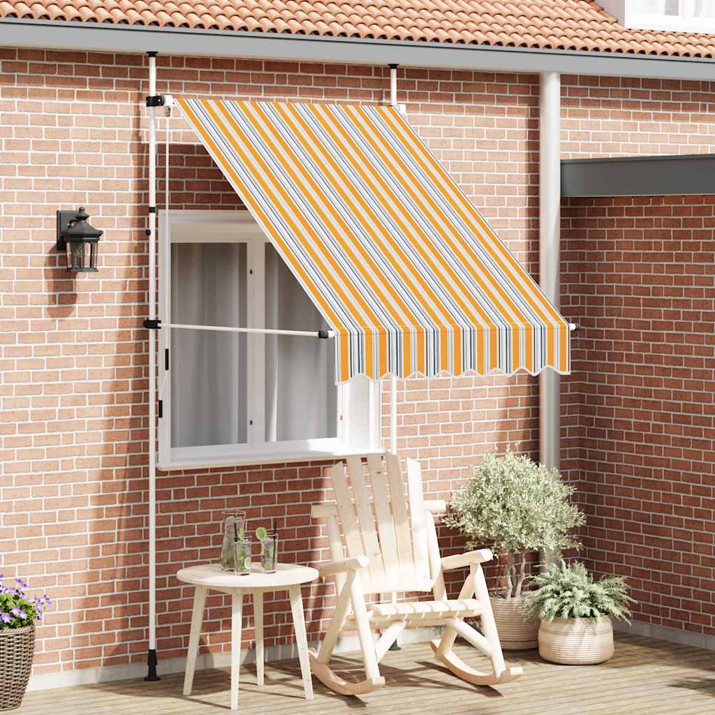 E-shop vidaXL Ručne zaťahovacia markíza, 150 cm, žlto-modré pásiky