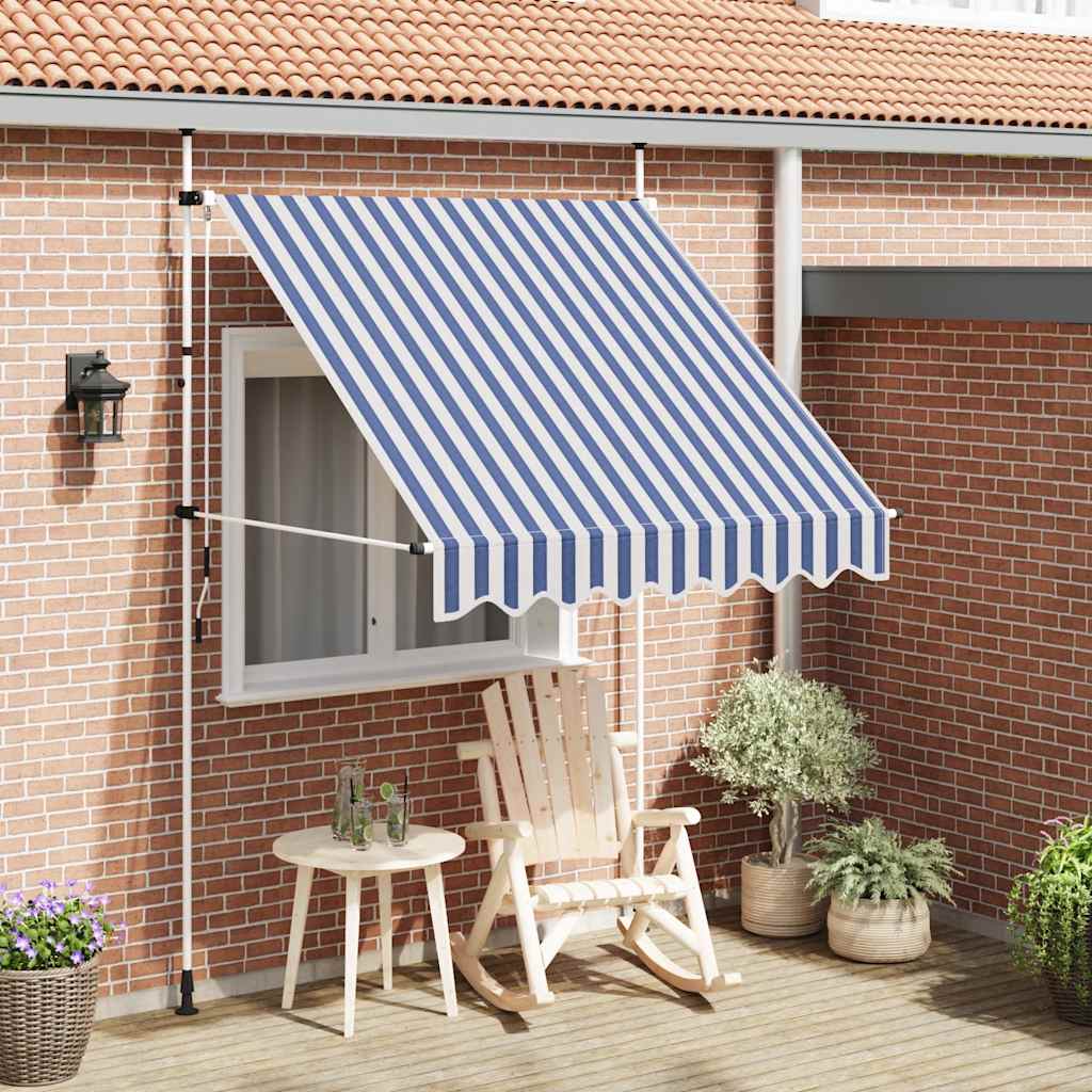 E-shop vidaXL Ručne zaťahovacia markíza, 200 cm, modro-biele pásiky