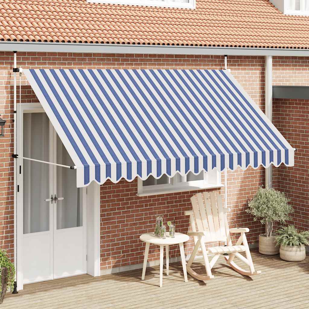 E-shop vidaXL Ručne zaťahovacia markíza, 350 cm, modro-biele pásiky
