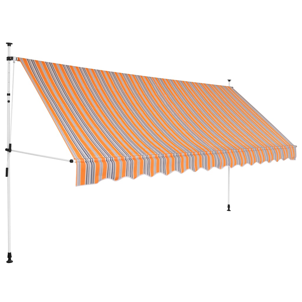 E-shop vidaXL Ručne zaťahovacia markíza, 400 cm, žlto-modré pásiky