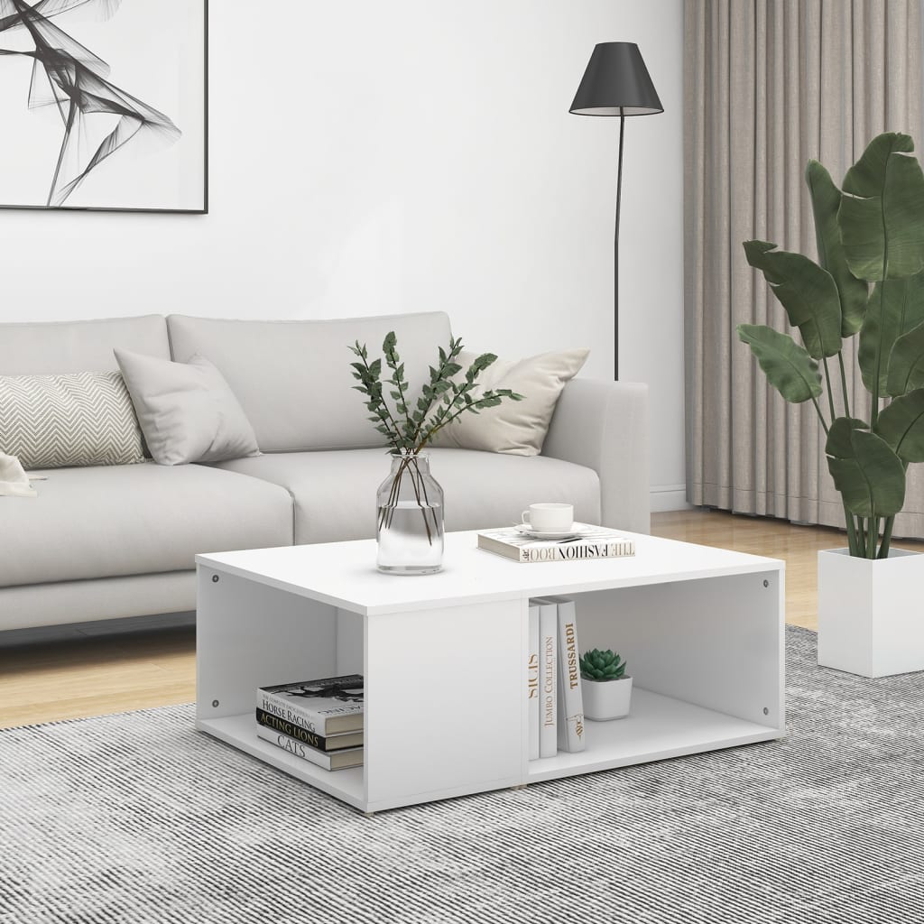 E-shop vidaXL Konferenčný stolík, biely 90x67x33 cm, kompozitné drevo