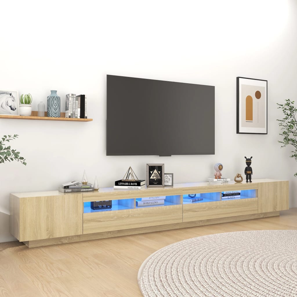 E-shop vidaXL TV skrinka s LED svetlami dub sonoma 300x35x40 cm
