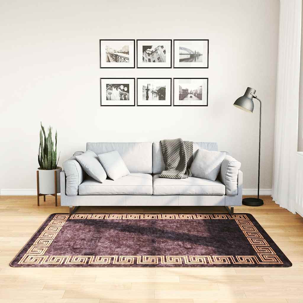 E-shop vidaXL Prateľný koberec 120x180 cm čierno-zlatý