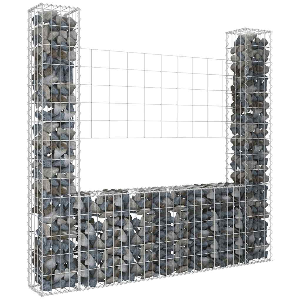 E-shop vidaXL Železný gabiónový kôš v tvare U s 2 stĺpmi 140x20x150 cm