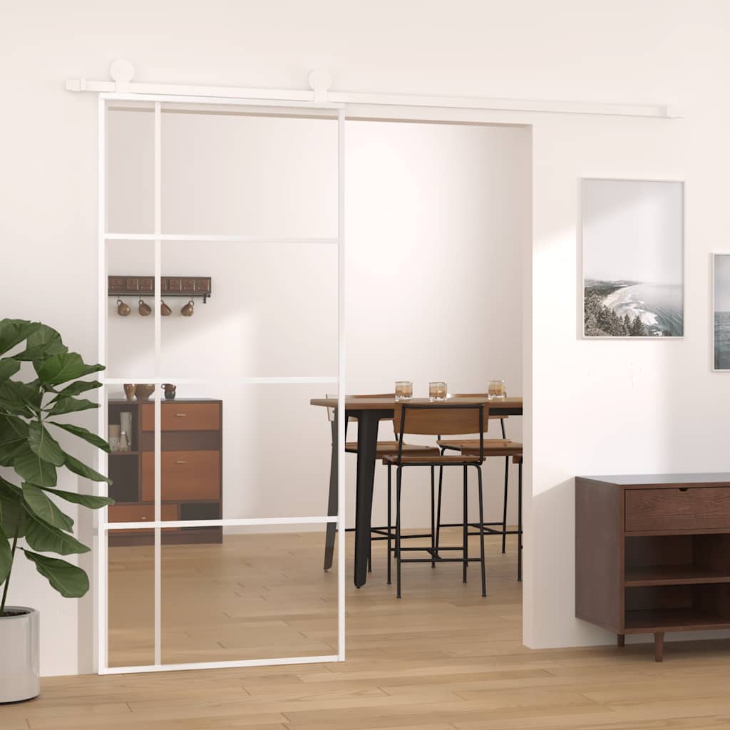 E-shop vidaXL Posuvné dvere ESG sklo a hliník 90x205 cm biele