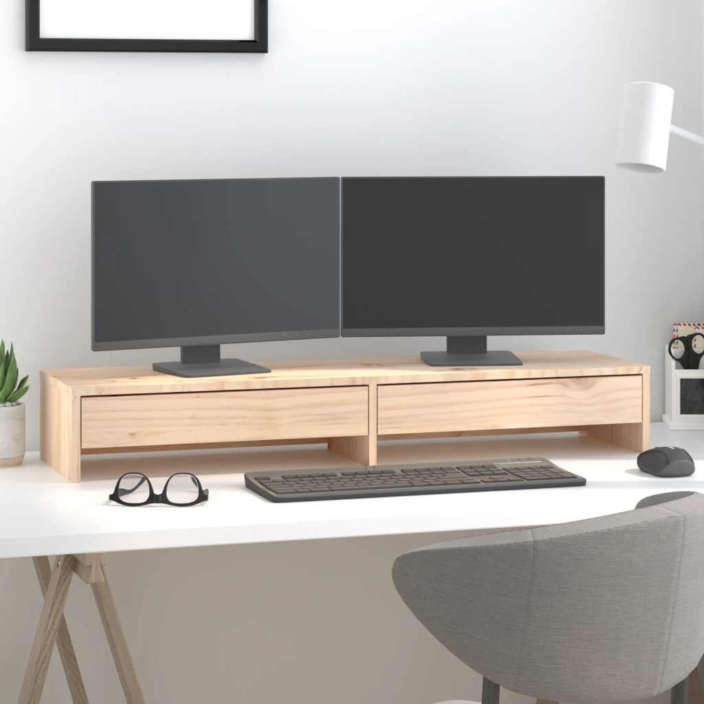 E-shop vidaXL Stojan na monitor 100x27x15 cm masívna borovica